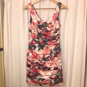 EXPRESS floral ruched dress
